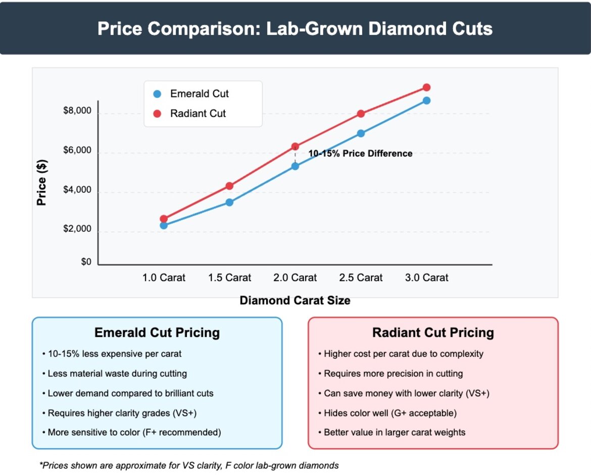 Laboratuvarda Yetiştirilen Pırlanta Kesimlerinin Fiyat Karşılaştırması Zümrüt vs Radyant
