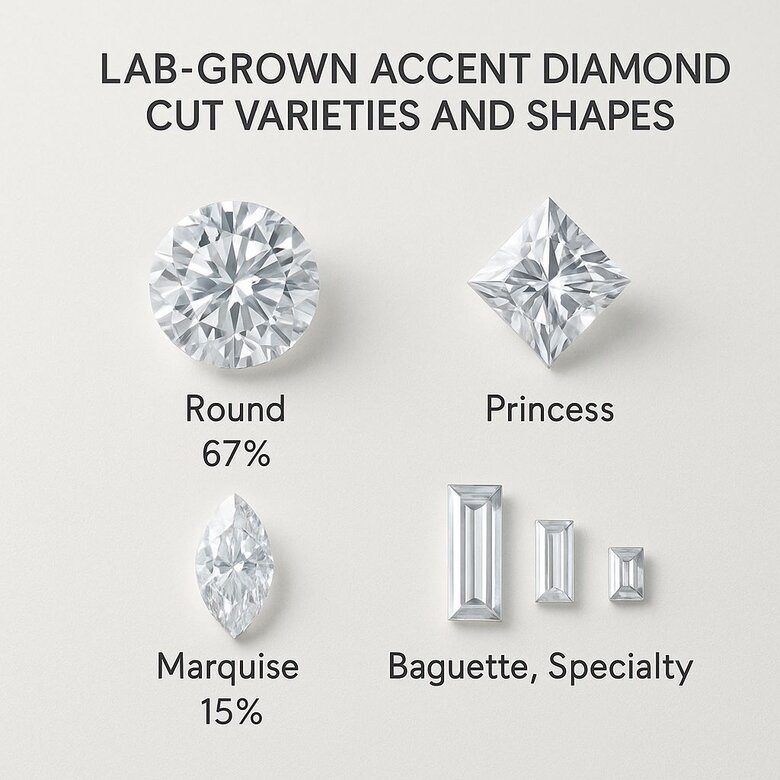 Image: Lab-Grown vs Natural Accent Diamond Shape Precision Comparison - Visual evidence of superior proportion consistency in lab-grown fancy shape accents versus natural alternatives across identical size ranges