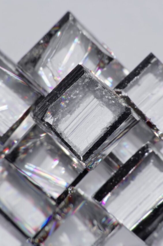 Image: CVD Diamond Layer Formation Under Crossed Polarized Light - Detailed view of parallel striations and venetian blind effect for accurate CVD identification