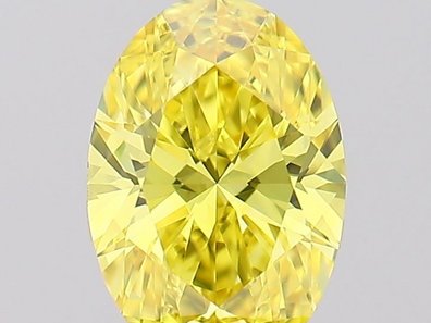椭圆形 0.52 克拉鲜艳黄色 VVS2 实验室培育钻石