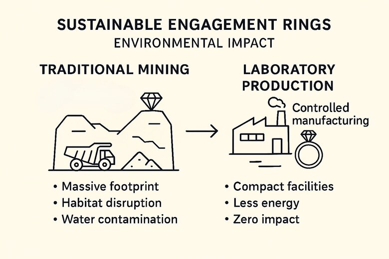 Image: Lab Diamond Creation Process Visualization - Split-screen showing CVD and HPHT methods with detailed equipment diagrams, temperature and pressure specifications, and timeline from carbon source to finished gem