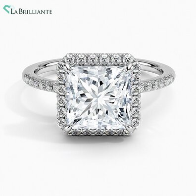 Cambria Halo Lab Diamond Engagement Ring in 14K White Gold