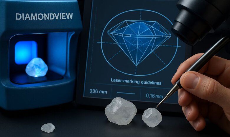 Image: Specialized Diamond-Coated Tools Configuration - Detailed cutaway view showing different tool angles, diamond powder compounds, and scaife wheel configurations optimized for CVD versus HPHT cutting, with pressure and speed indicators - Essential for understanding proper tool selection and setup for each diamond type