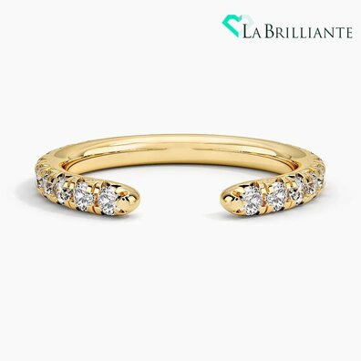 Üç Çeyrek Kaplamalı Pırlanta Açık Yüzük (1/2 ct. tw.) 18 Ayar Sarı Altın