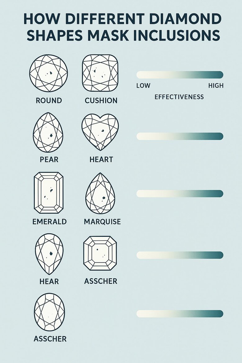  come le diverse forme di diamante mascherano le inclusioni