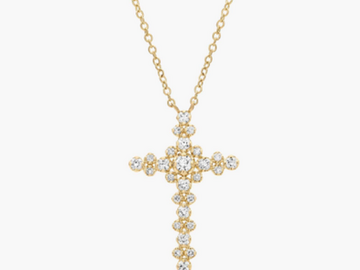 Diamond Fashion Cross Necklace in 14K Yellow Gold