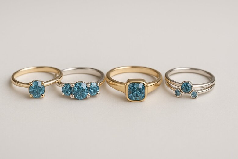 Various ring styles showcasing memorial diamonds