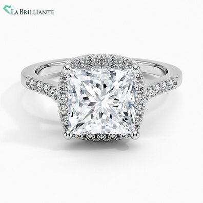 Odessa Halo Lab Diamond Engagement Ring in 14K White Gold
