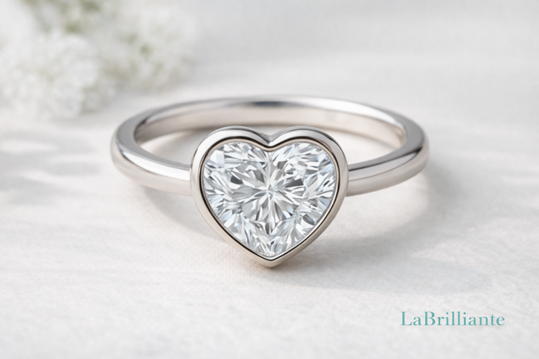 Heart Diamond Setting Comparison Gallery - Side-by-side visuals of solitaire vs halo settings showing protection and aesthetic differences