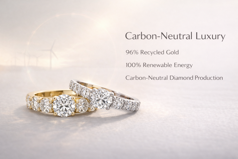 Carbon-Neutral Diamond Production Process - Visual flowchart showing renewable energy inputs, CVD/HPHT growth chambers, carbon capture systems, and environmental impact measurements compared to traditional mining