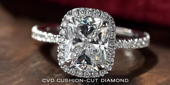 large cushion-cut CVD diamond