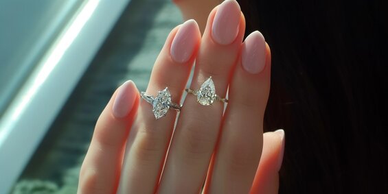 ペア＆マーキースカット・ラボ・グロウン・ダイヤモンド・エンゲージリング