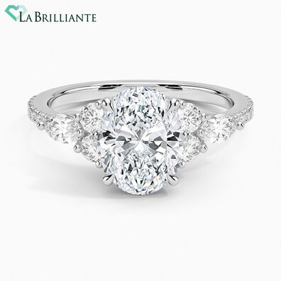 Luxe Pave Lab Diamond Engagement Ring in 14K White Gold