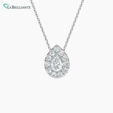 Pear Lab Diamond Halo Pendant (1 ct. tw.) in 18K White Gold