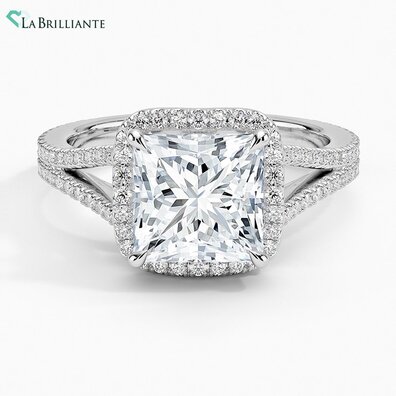Fortuna Halo Lab Diamond Engagement Ring in 14K White Gold