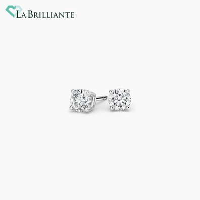 14K 白金 Lab 钻石耳钉（2 克拉/两