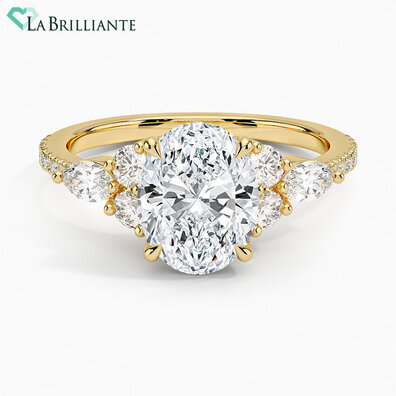 Luxe Pave Emerald Lab Diamond Engagement Ring in 14K Yellow Gold