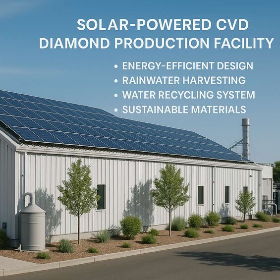 Solar-powered CVD diamond production facility