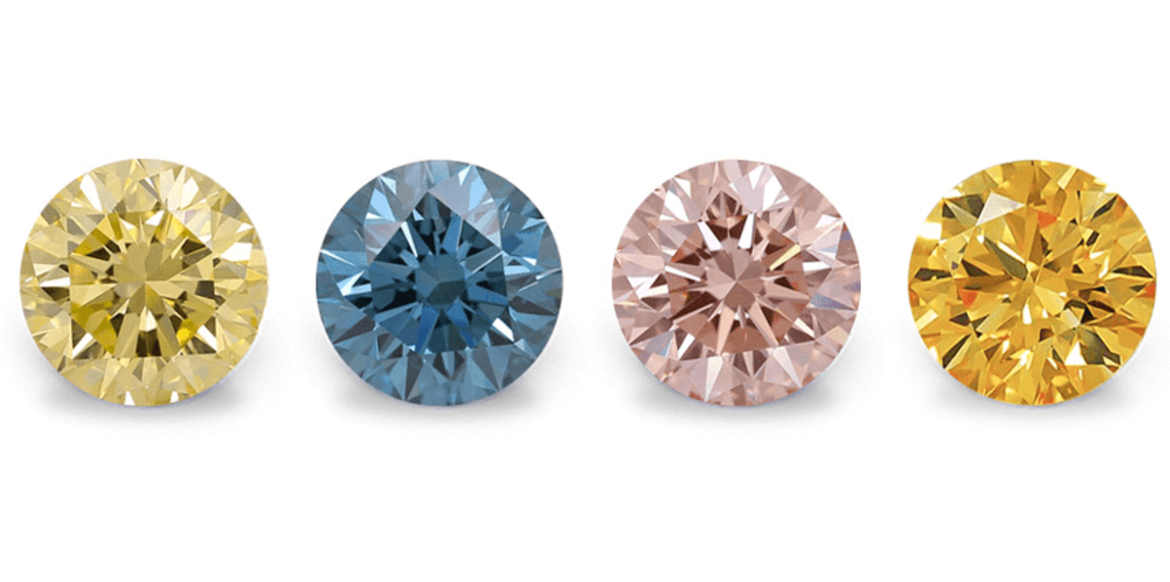 Lab colored man made diamonds