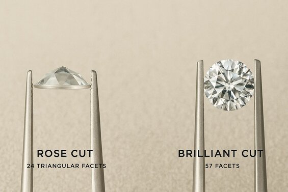 Image: Side-by-side cross-section diagram showing rose cut