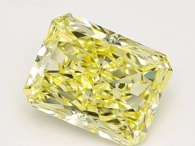 0.7 Ct.7 克拉花式浓黄切割矩形钻石（Fancy Intense Yellow Cut-Cornered Rect.模型实验室培育钻石