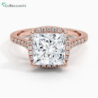 Odessa Halo Lab Diamond Engagement Ring in 14K Rose Gold