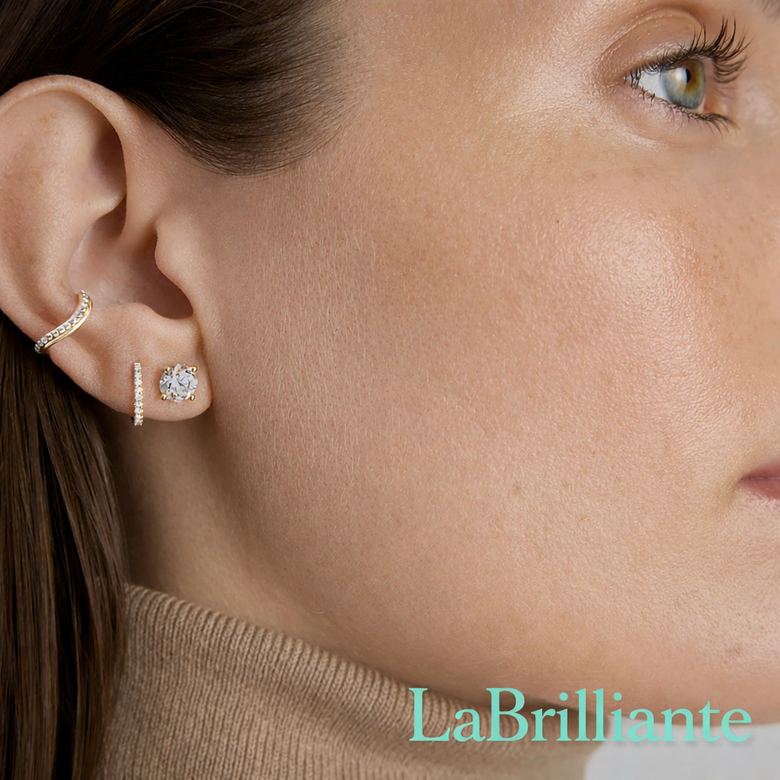 Lab-Grown Diamond Huggie Earrings Comparison Grid - Shows multiple styles, sizes, and metal colors with transparent pricing breakdowns demonstrating manufacturer-direct savings versus traditional retail markups